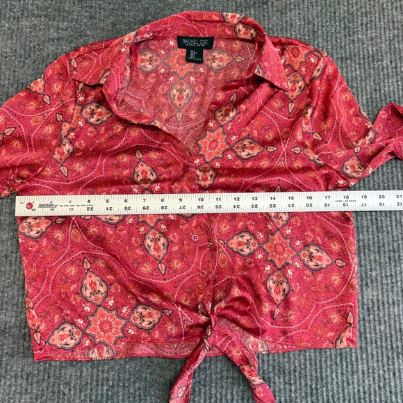 Rachel Zoe Pink Paisley Tie Front Blouse Women's Size S - Picture 7 of 11